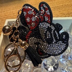 Sparkling Girl Mouse Keychain with Tassel